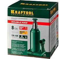 Гидравлический бутылочный телескопический домкрат Kraftool Double ram 8т, 170-430мм 43463-8