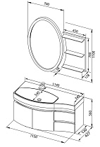 Мебель для ванной Aquanet Опера 115 см L, 2 дверцы, белый