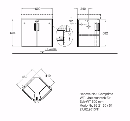 Мебель для ванной Geberit Renova Compact угловая, белый матовый