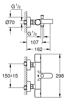 Смеситель для ванны Grohe Grohtherm 1000 Cosmopolitan 34215002 термостат