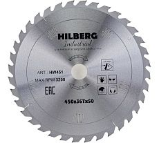 Диск пильный по дереву Industrial (450х50 мм; 36Т) Hilberg HW451