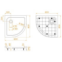 Поддон для душа RGW SMC/R-C 80x80 стеклопластик, белый 12350488-01