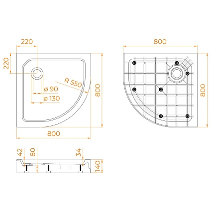 Поддон для душа RGW SMC/R-C 80x80 стеклопластик, белый 12350488-01