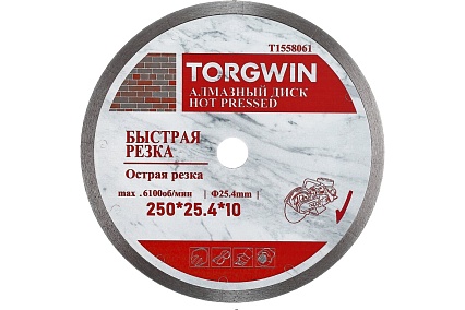 Диск алмазный отрезной сплошной по керамике 250х25.4/10х1.9 мм All-over Segmented slim Professional for Ceramic Industrial TORGWIN T1558061