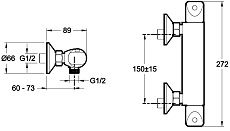 Смеситель для душа Jacob Delafon Robust E75771-CP термостат