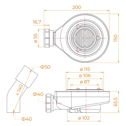 Сифон для поддона RGW Stone S-2 хром 90 мм 50241120-00