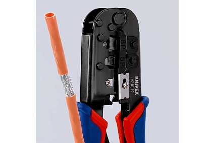 Пресс-клещи для штекеров Knipex RJ (Western), 2 гнезда, RJ 11/12, RJ 45, 190 мм, KN-975110SB