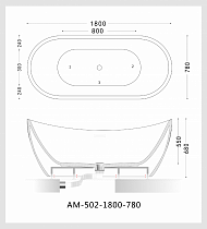 Акриловая ванна Art&Max AM-502-1800-780 180x78