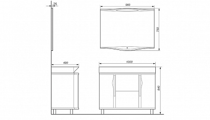 Мебель для ванной Velvex Line 100 см светлый лен/белый
