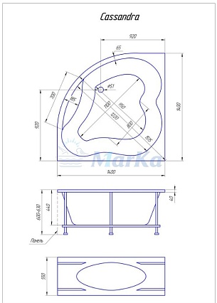 Акриловая ванна 1MarKa Cassandra 140x140