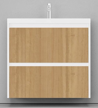 Тумба с раковиной Velvex Klaufs 80 см подвесная, 2 ящика