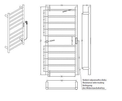 Полотенцесушитель электрический Bemeta 704151041 130W 450x960, полированная сталь