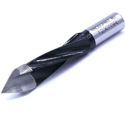 Сверло присадочное сквозное усиленное KJ2-V80208R (12х70 мм; хв-к 10 мм; правое вращение) МНОГОФРЕЗ 6634