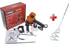 Электрическая дрель миксер Спец ДЭ-1000 230В/50Гц, 1050 Вт, 930 об/мин, в комплекте сборный венчик, патрон 3-16 мм + Насадка для миксера (венчик) 1 шт д/красок СПЕЦ-3449/3852