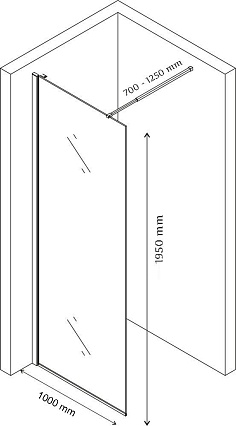 Душевая перегородка Cerutti Muza T100 100x195 черный, прозрачное