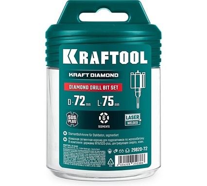 Алмазная коронка для подрозетников Kraftool Diamond 72 мм 29820-72