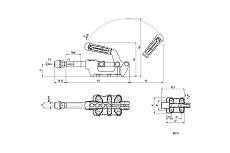 Плунжерный зажим KUKAMET с горизонтальным кронштейном усилие 250 кг 531-3-Q14