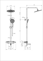 Душевая стойка Wonzon&Woghand Neo WW-B3035-A2-MB термостат, черный матовый