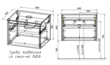 Мебель для ванной Vincea Mesa 60 см T.Oak + Beton