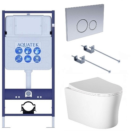 Подвесной унитаз SET Aquatek Ника-019 4в1, кнопка хром матовый