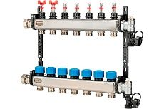 Коллектор Henco из нержавеющей стали, расходомер, воздухоотводчик, дренаж, клапан, 1&quot;-7x3/4&quot; UFH-0605MDSS07