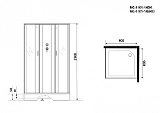 Душевая кабина Niagara Classic NG 1101-14BK 90x90 стекло матовое, без крыши