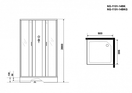 Душевая кабина Niagara Classic NG 1101-14BK 90x90 стекло матовое, без крыши