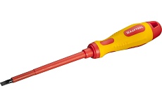 Отвертка Kraftool Expert 250083-5.5-125 высоковольтная Cr-Mo-V стержень двухкомпонентная маслобензостойкая рукоятка SL 5.5x125 мм