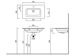 Раковина Kerama Marazzi Piano PI.wb.75 75 см