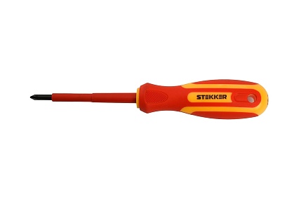 Отвертка крестовая диэлектрическая STEKKER pz 1x80 мм, sde-pz1-80 49617