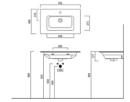 Раковина Kerama Marazzi Piano PI.wb.75 75 см