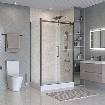 Душевой уголок BelBagno MARINO-2-AH-1-130/80-C-GM 130x80 прозрачный, оружейная сталь