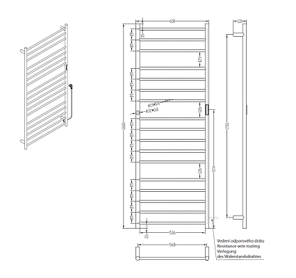 Полотенцесушитель электрический Bemeta 704151061 285W 600x1680, полированная сталь