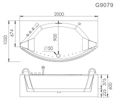 Акриловая ванна Gemy G9079 O 200x105