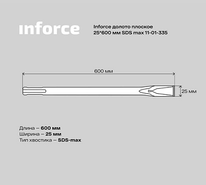 Долото плоское (25х600 мм; SDS max) Inforce 11-01-335