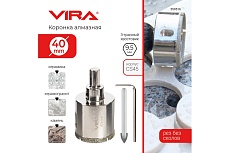 Коронка алмазная по керамике 40 мм, трехгранный хвостовик VIRA 559516