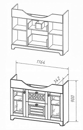 Тумба с раковиной Бриклаер Кантри 120 см бежевый дуб