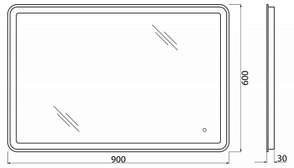 Зеркало BelBagno SPC-MAR-900-600-LED-TCH-WARM 90x60 см антипар