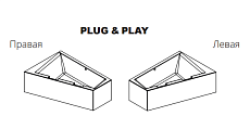 Акриловая ванна Riho Doppio Plug & Play 180x130 R с монолитной панелью