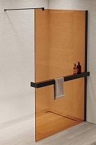 Душевая перегородка Vincea Walk-In VSW-1HR900GSB 90x200 черный матовый, янтарь