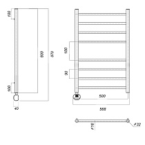 Полотенцесушитель электрический Domoterm Медея П8 500x800 EL ТЭН слева, хром