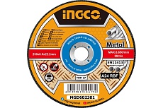 Круг зачистной по металлу (230x6х22 мм; A 24 RBF; тип 27) Ingco MGD602301