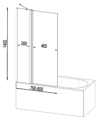 Шторка для ванны Am.Pm Gem W90BS-D3W5-140CT 80x140 стекло прозрачное, хром