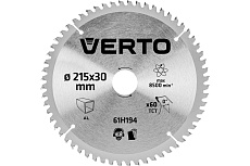 Диск отрезной по алюминию (215x30 мм; 60 зубьев) Verto 61H194