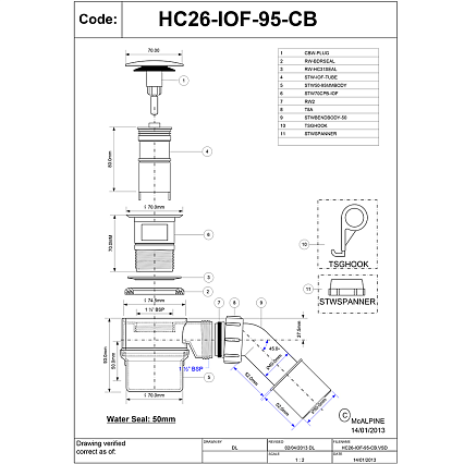 Акриловая ванна TW collection TWCB2103INTBO 170x80 белый матовый