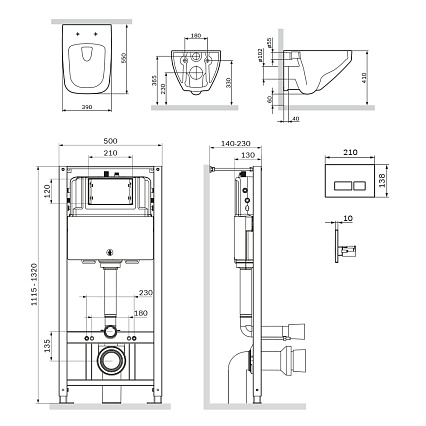 Подвесной унитаз Am.Pm Inspire V2.0 IS47001.50A1700 с сиденьем микролифт, инсталляцией и белой клавишей