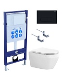 Подвесной унитаз SET Aquatek Лея Т-017 4в1, кнопка черный матовый
