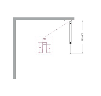 Душевая перегородка Belbagno UNO-L-1-TB-60-C-GM 60x200 прозрачная, оружейная сталь