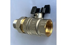 Шаровой кран ELSEN Strong T, 1&quot;, НВ, ручка-бабочка, с накидной гайкой EV10.3201