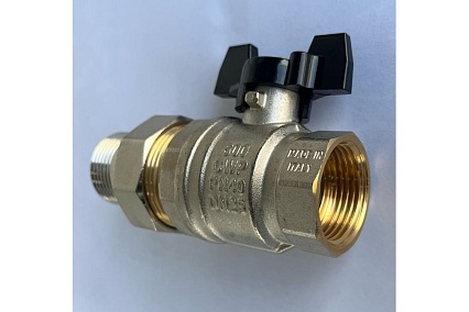 Шаровой кран ELSEN Strong T, 1", НВ, ручка-бабочка, с накидной гайкой EV10.3201